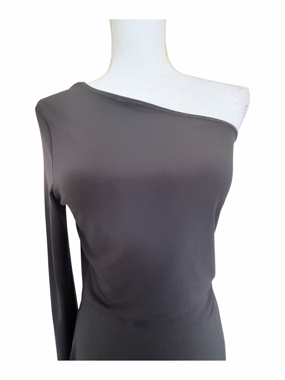 Laundry By Shelli Segal One-Shoulder Black Midi Dress Size 10 - Picture 2 of 10
